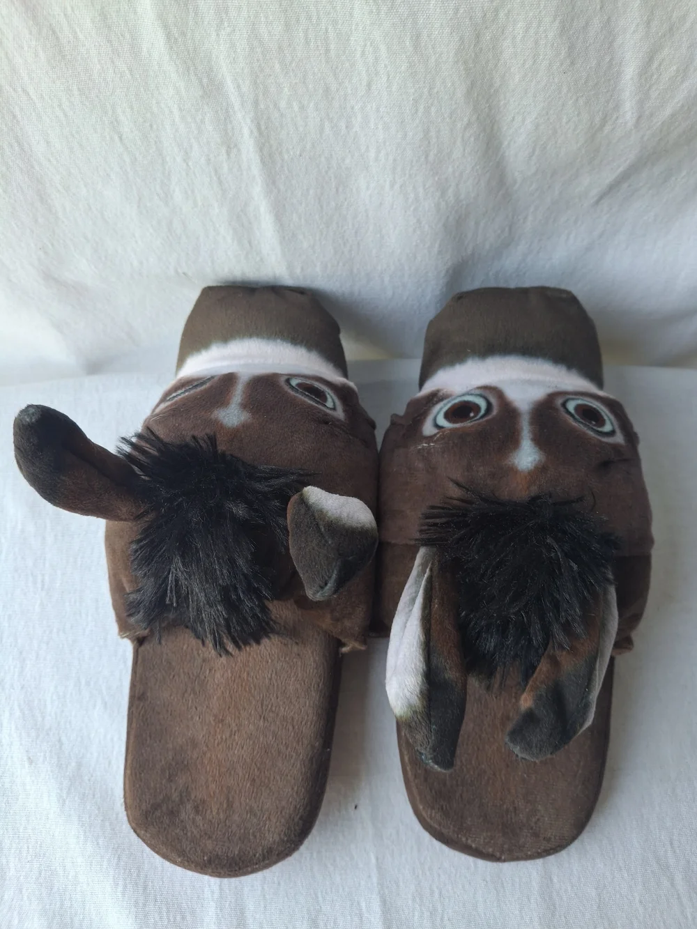 Kids Brown Donkey Plush Slippers